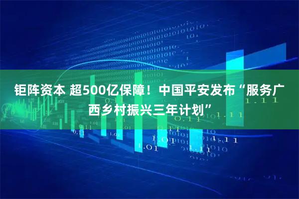 钜阵资本 超500亿保障!中国平安发布“服务广西乡村振兴三年计划”